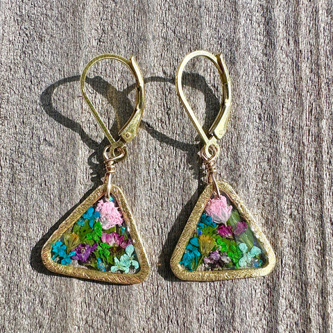 Triangle Botanical Garden Earrings - BG 247