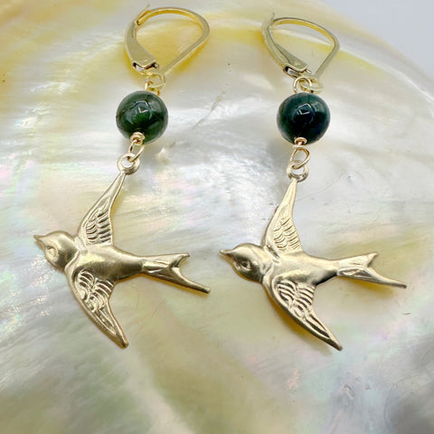 Soaring Jade Bird Earrings