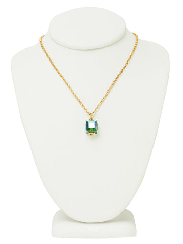 Fern Green Crystal Cube Necklace