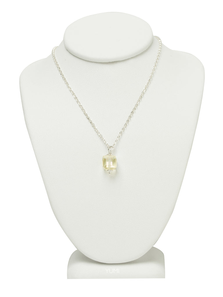 Jonquil Yellow Crystal Cube Necklace