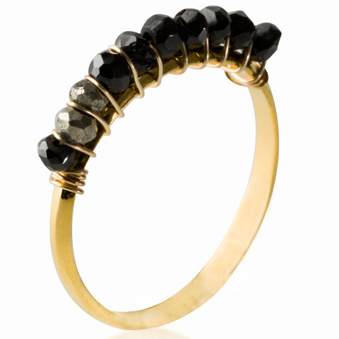 Gold Onyx/Quartz Gemstone Ring