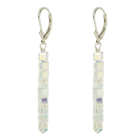 Silver Crystal Line Earrings
