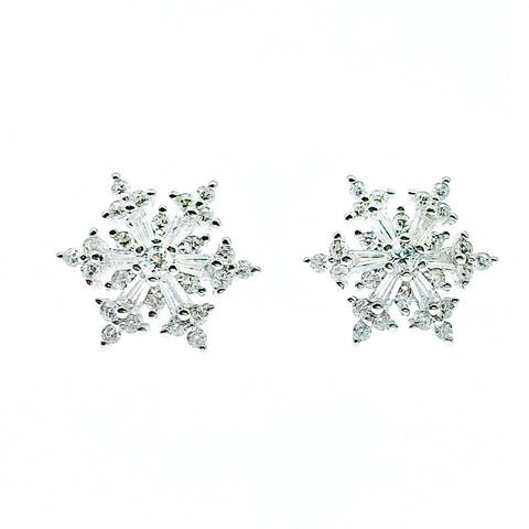 Exquisite Sparkling Snowflake Stud Earrings