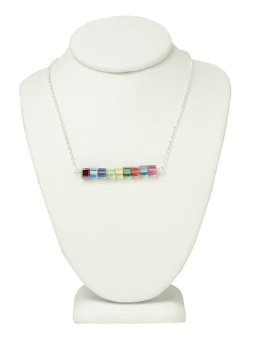 Crystal Logo Bar Necklace