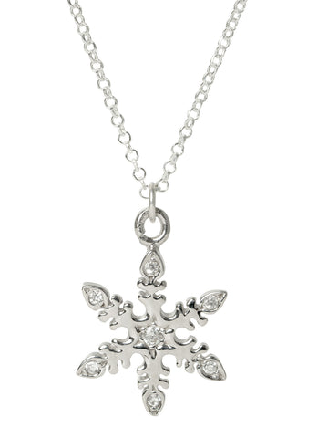 Modern Snowflake CZ Necklace