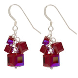 Rose Pink 4 Swarovski Crystal Cube Earrings
