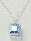 Light Sapphire Blue Cube Necklace