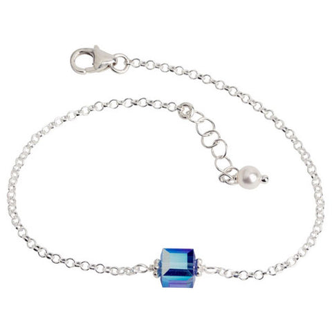 Sapphire Blue Crystal Cube Chain Bracelet