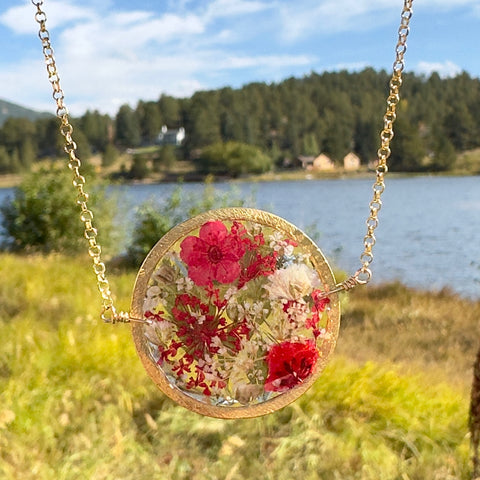 Red/White Botanical Garden Necklace - BG 123