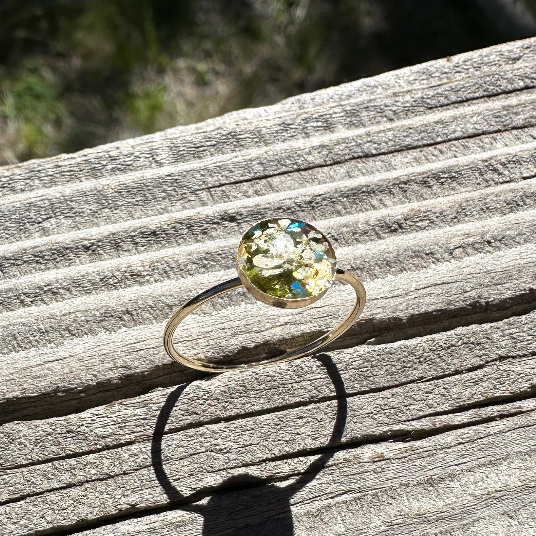 White Pressed Flower Ring – Size 8 - BG 443