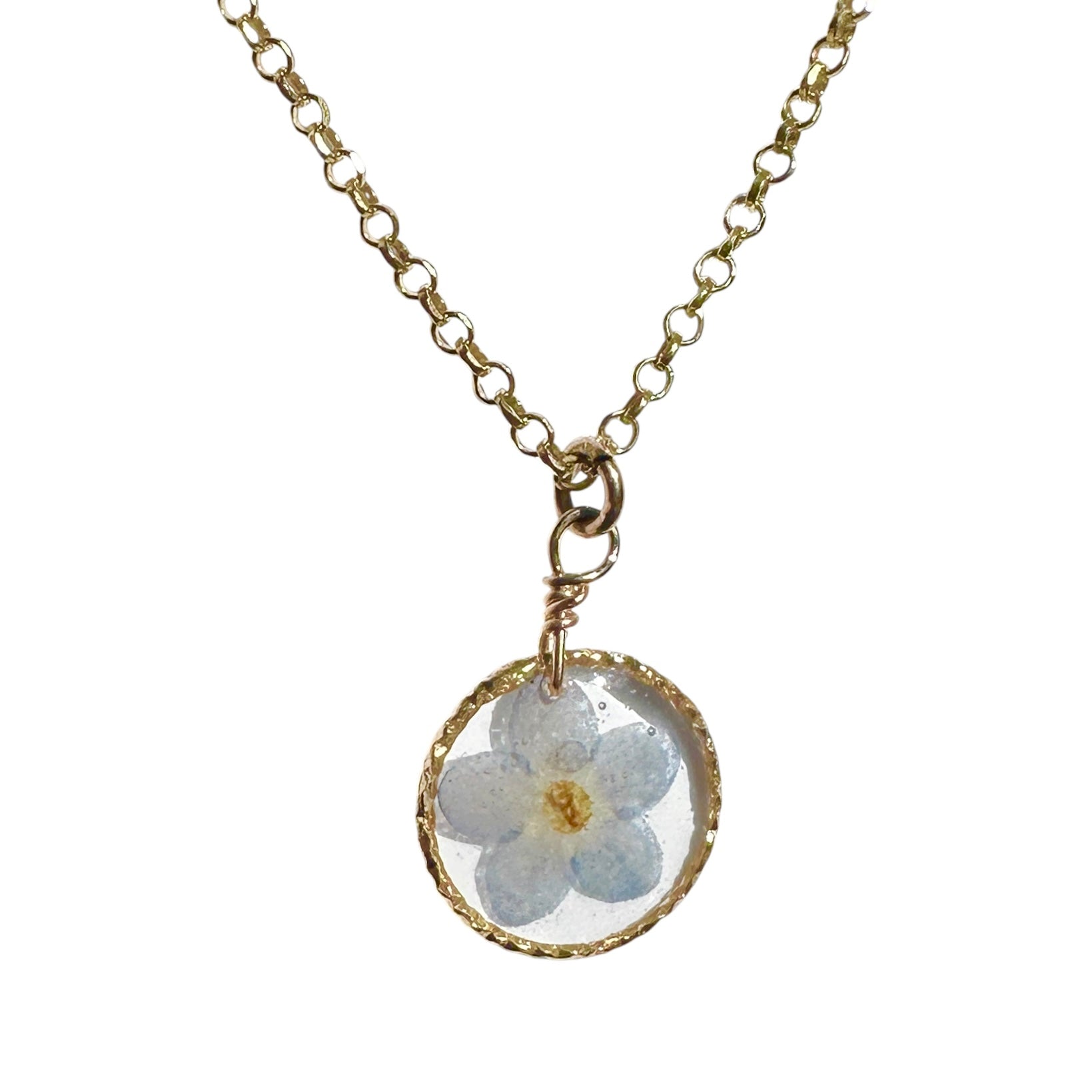 Blue Forget Me Not Flower Necklace - BG 394