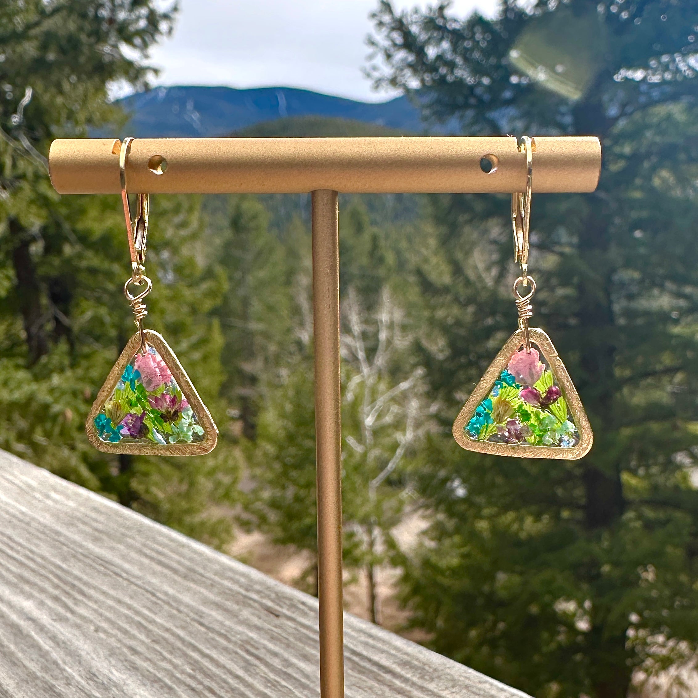Triangle Botanical Garden Earrings - BG 247
