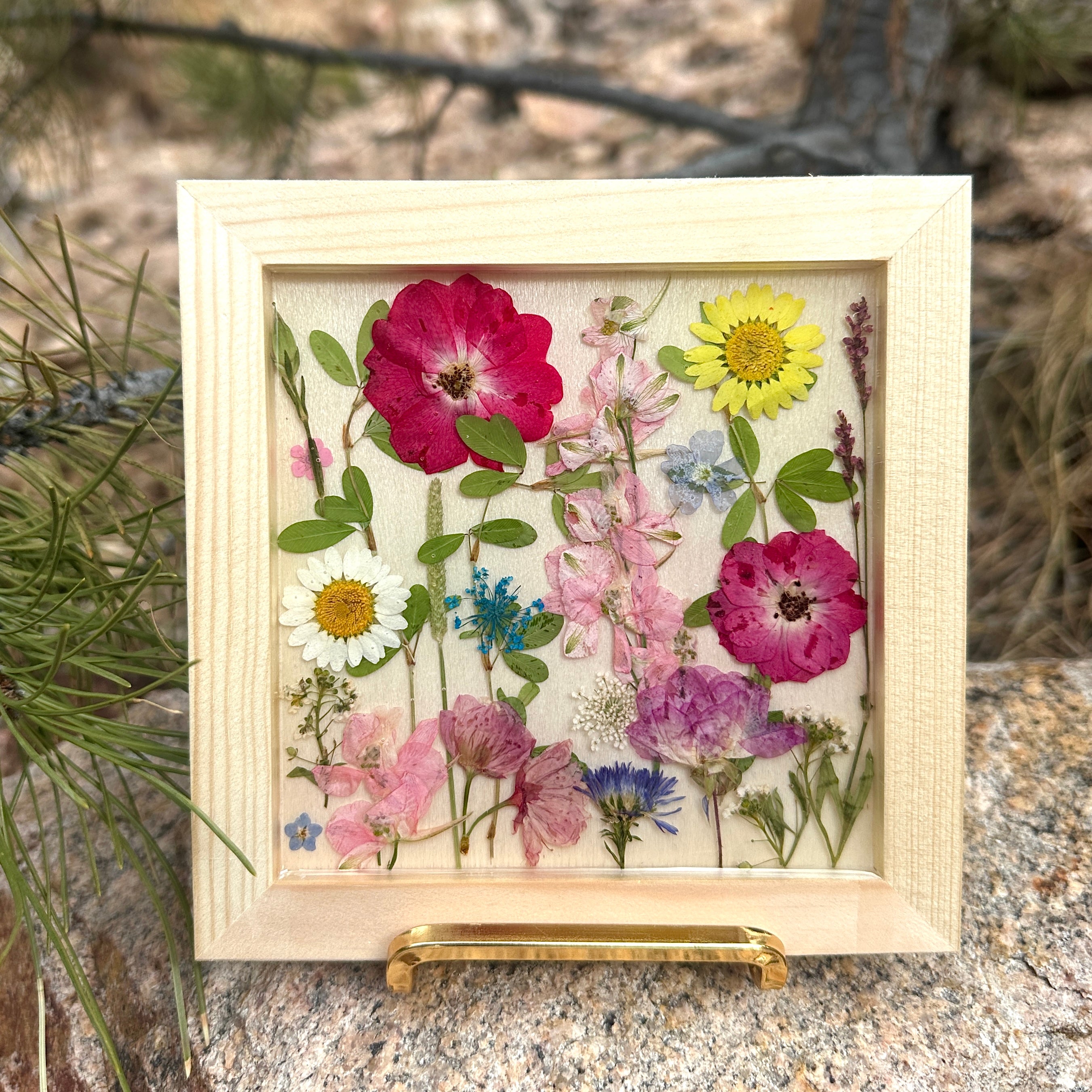 Real Pressed Flower Art 6×6 - BG 357