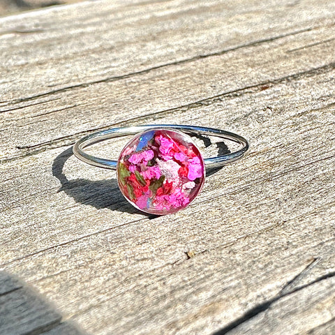 Pink Flower Ring - Size 8 - BG 249