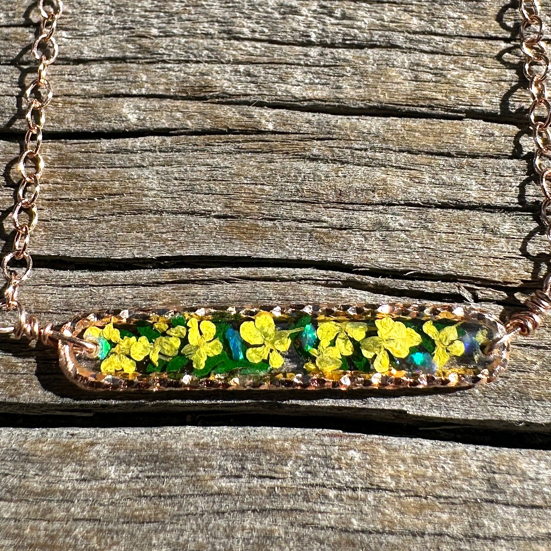 Real Pressed Flower Bar Necklace - BG 367