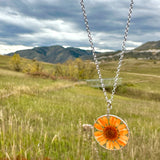 Orange Daisy Flower Necklace - BG 311