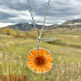 Orange Daisy Flower Necklace - BG 311