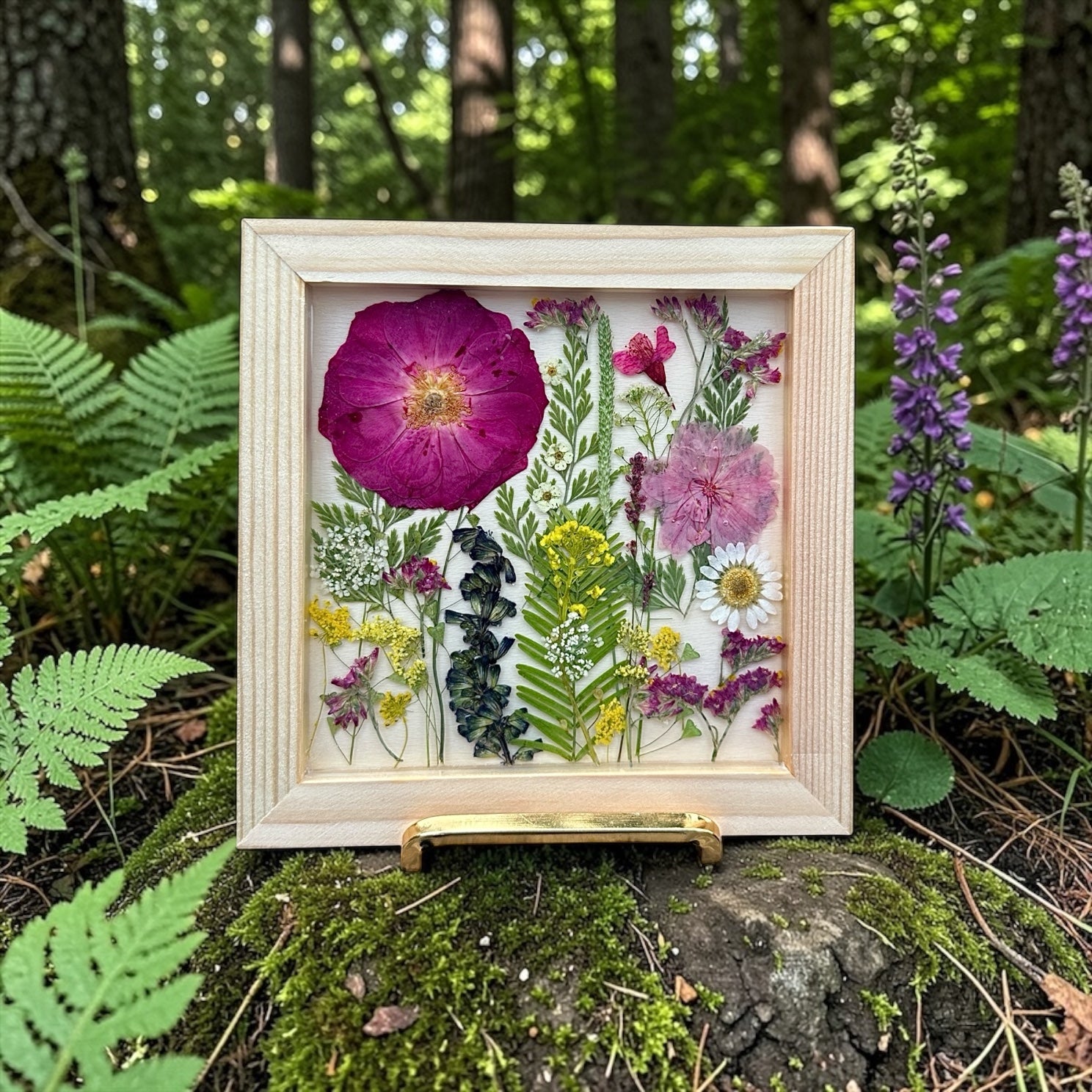 Real Pressed Flower Art 6×6 - BG 358