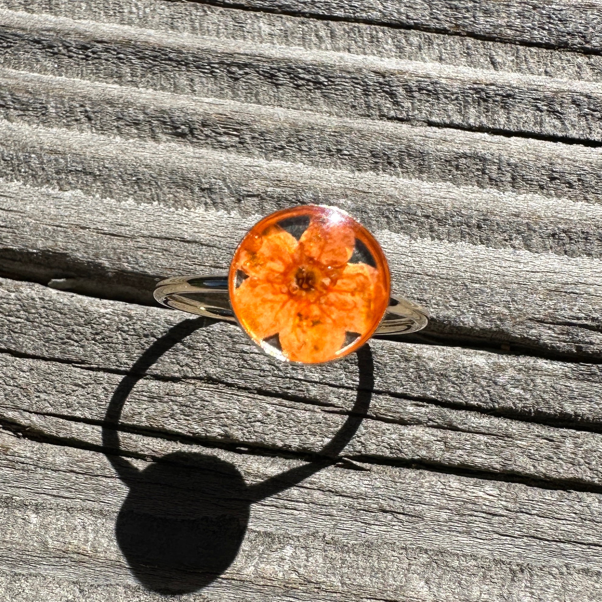 Orange Pressed Flower Ring - BG 441