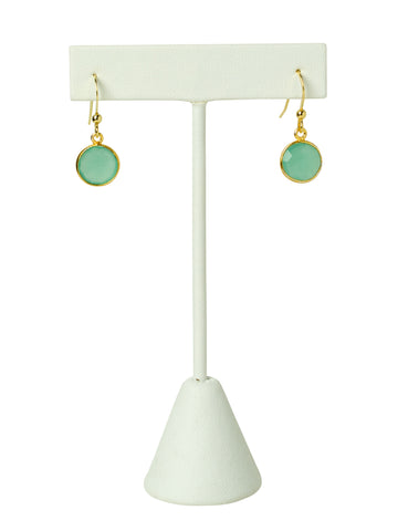 Chalcedony Bezel Drop Earrings