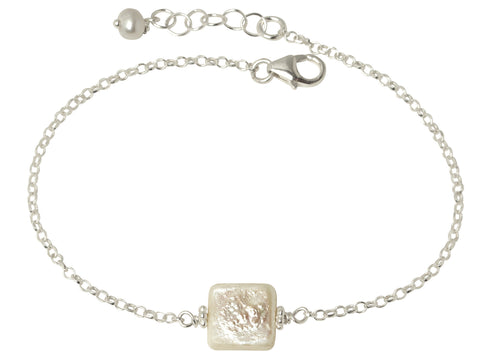 White Square Pearl Bracelet
