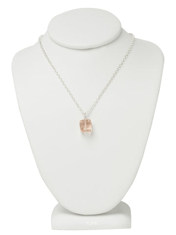 Peach Crystal Cube Necklace