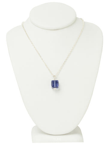 Tanzanite Purple Crystal Cube Necklace