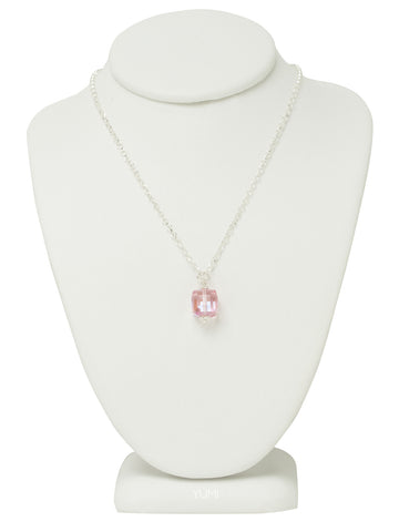 Rose Pink Crystal Cube Necklace