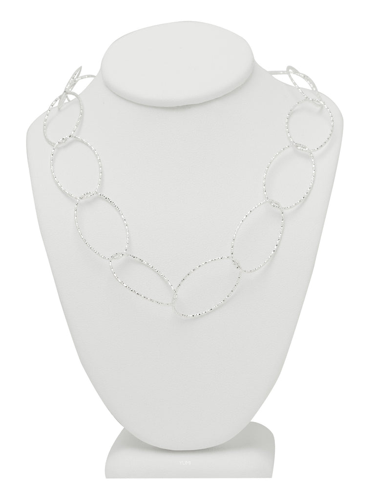 Silver Shimmer Oval Chain Necklace