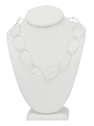 Silver Shimmer Oval Chain Necklace