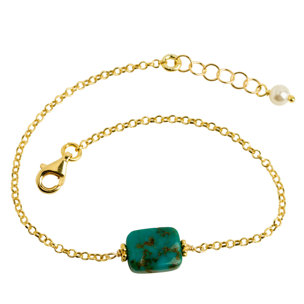 Rectangular Turquoise Blue Stone Bracelet