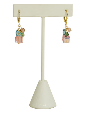 Pastel Spring Crystal Cube Earrings