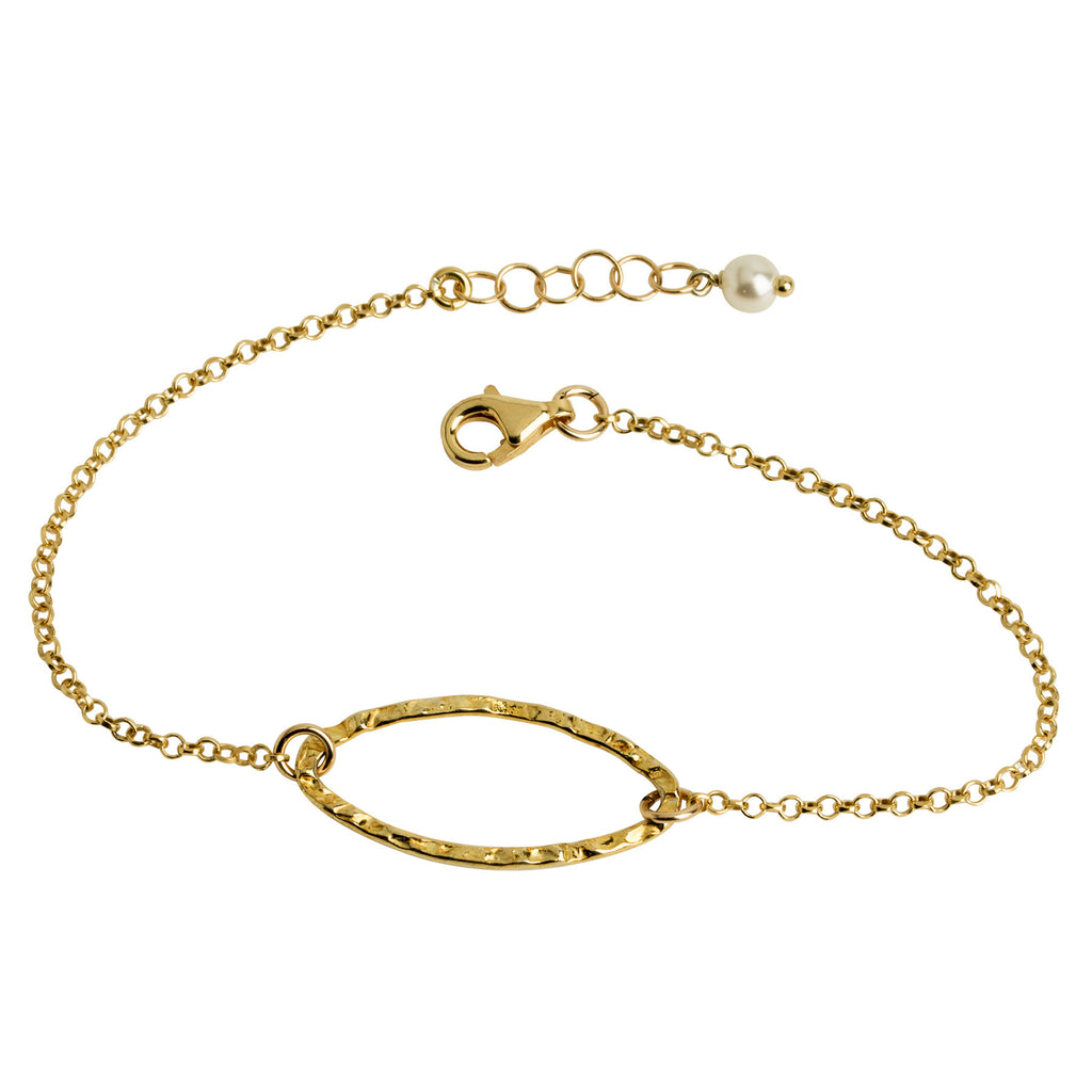 Gold Hammered Oval Bracelet