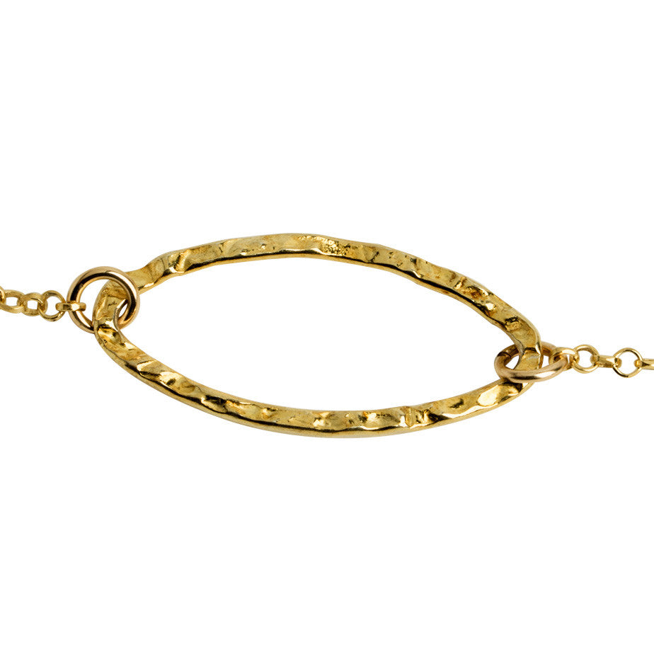 Gold Hammered Oval Bracelet