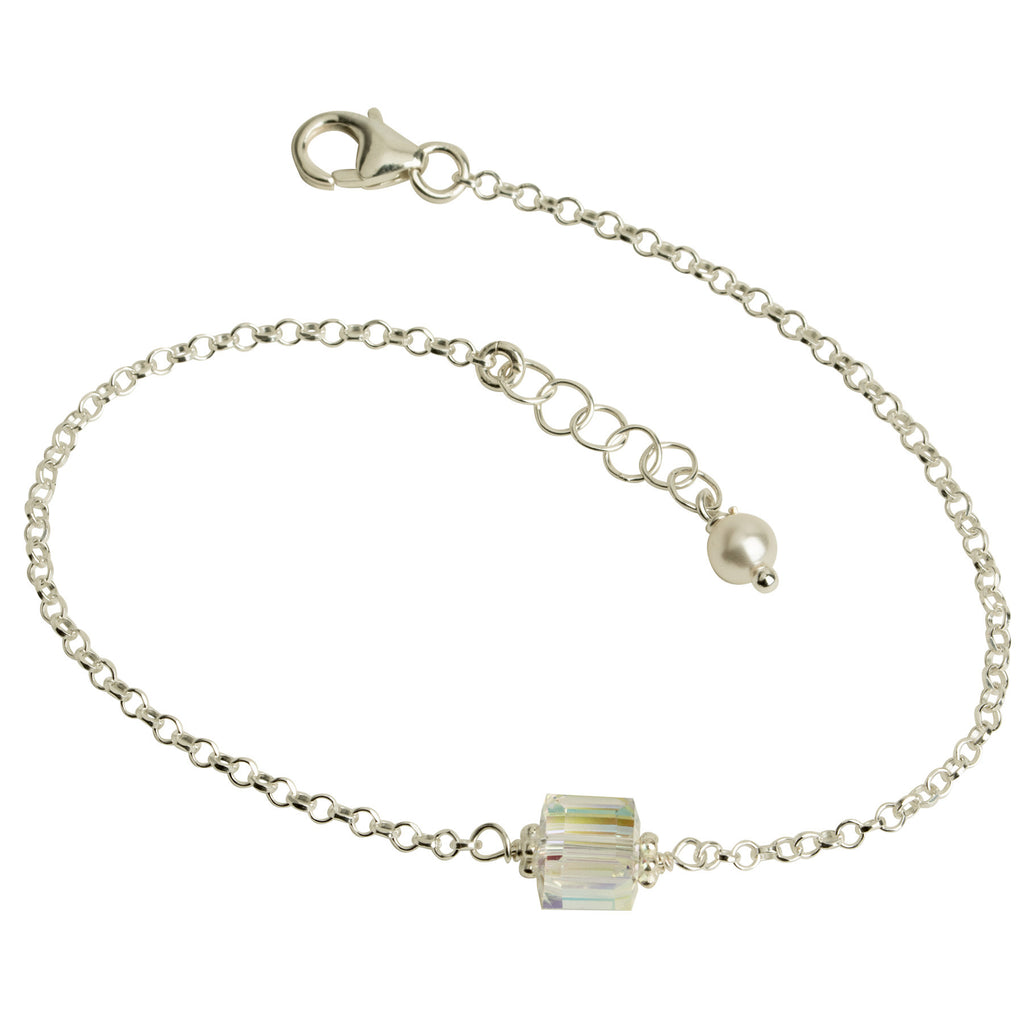 AB Crystal Cube Chain Bracelet