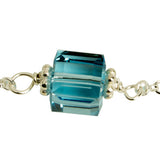 Aquamarine Blue Crystal Cube Chain Bracelet