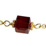 Ruby Red Crystal Cube Chain Bracelet