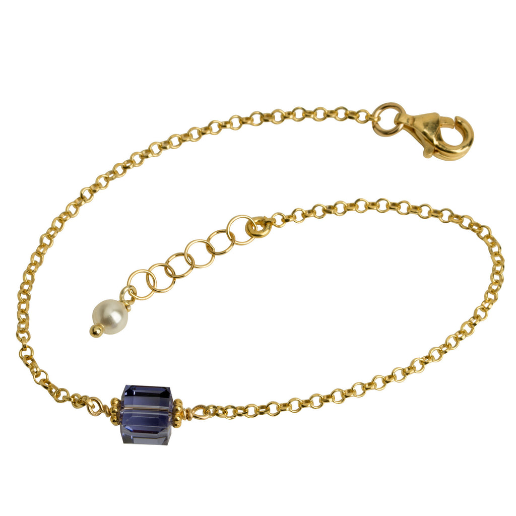 Tanzanite Purple Crystal Cube Chain Bracelet