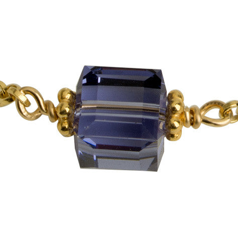 Tanzanite Purple Crystal Cube Chain Bracelet