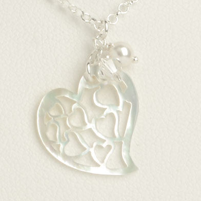 Lots of Love Pearl Hearts Pendant Necklace
