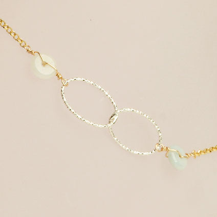 Mixed Metals Double Loops Jade Anklet