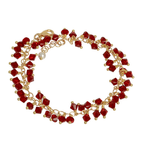 Garnet Red Crystal Charm Bracelet