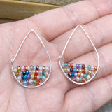 Rainbow Gemstone Teardrop Hoop Earrings