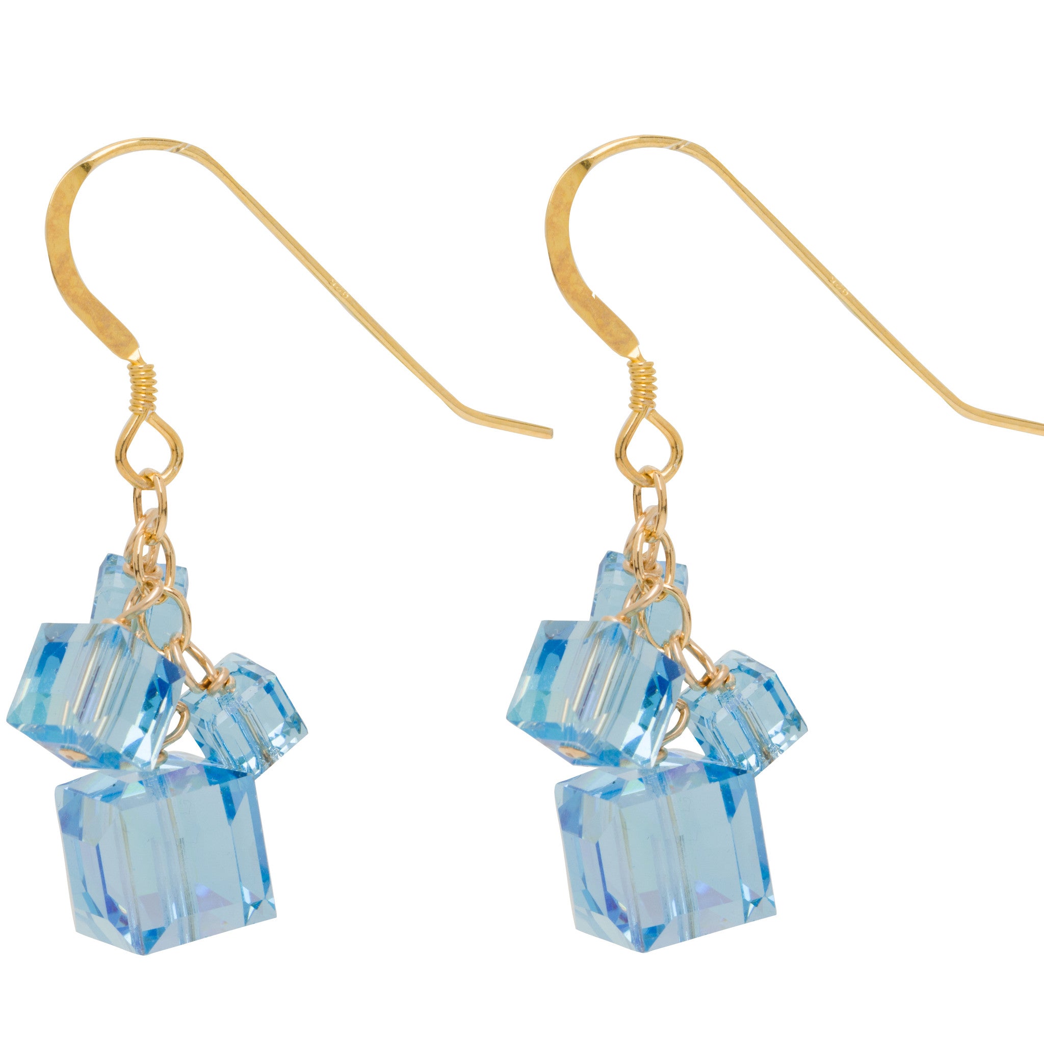Light Sapphire 4 Swarovski Crystal Cube Earrings