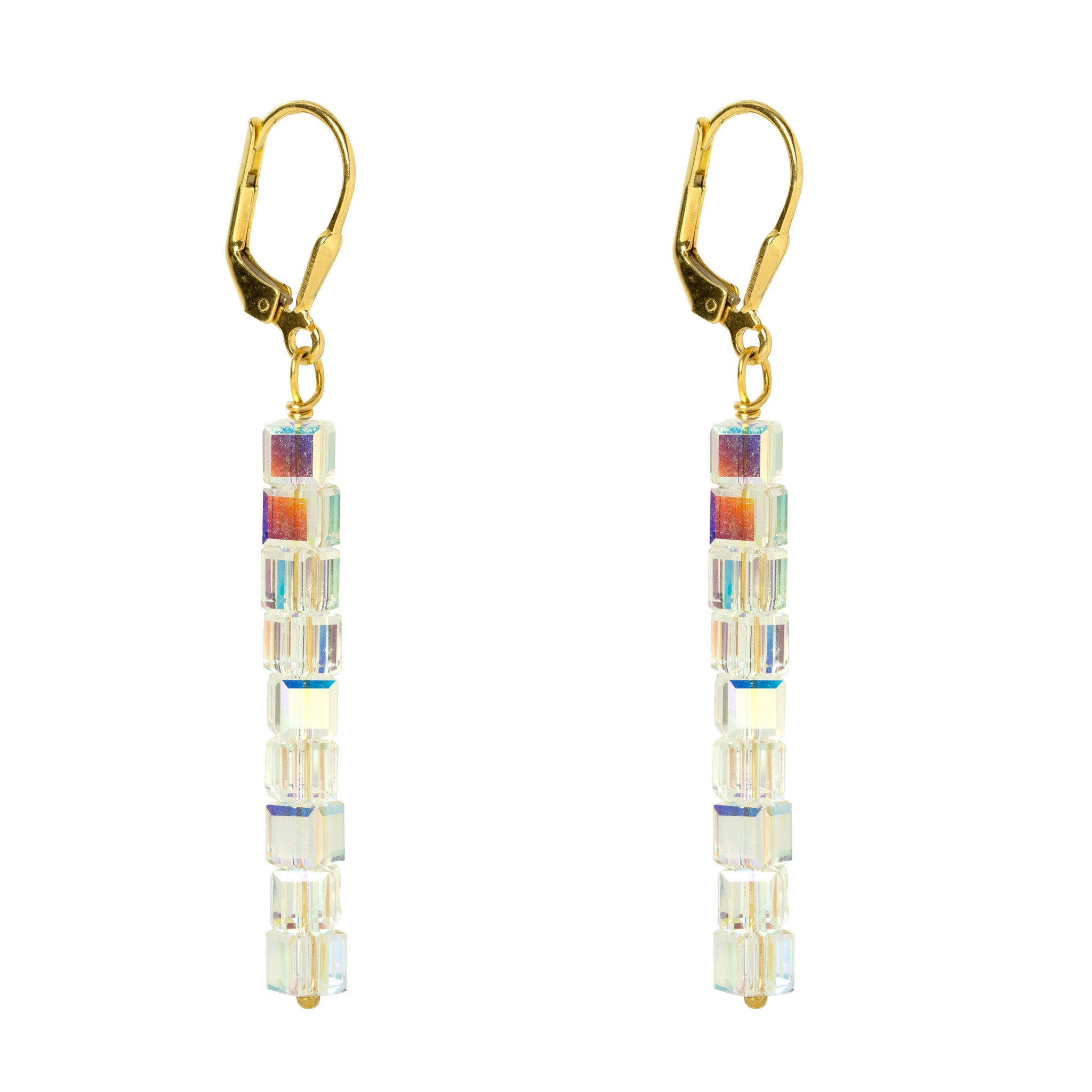 Silver Crystal Line Earrings