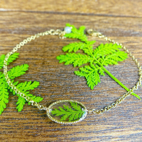 Natural Green Fern Bracelet