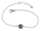 Peridot Green Crystal Cube Chain Bracelet