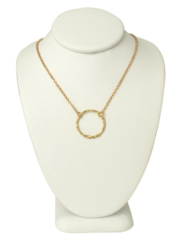 Hammered Gold Circle Necklace