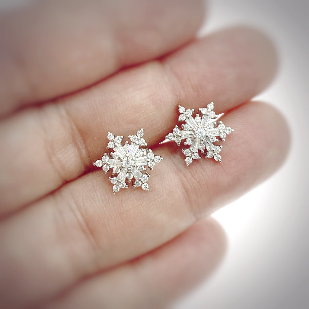 Sparkling Snowflake Stud Earrings