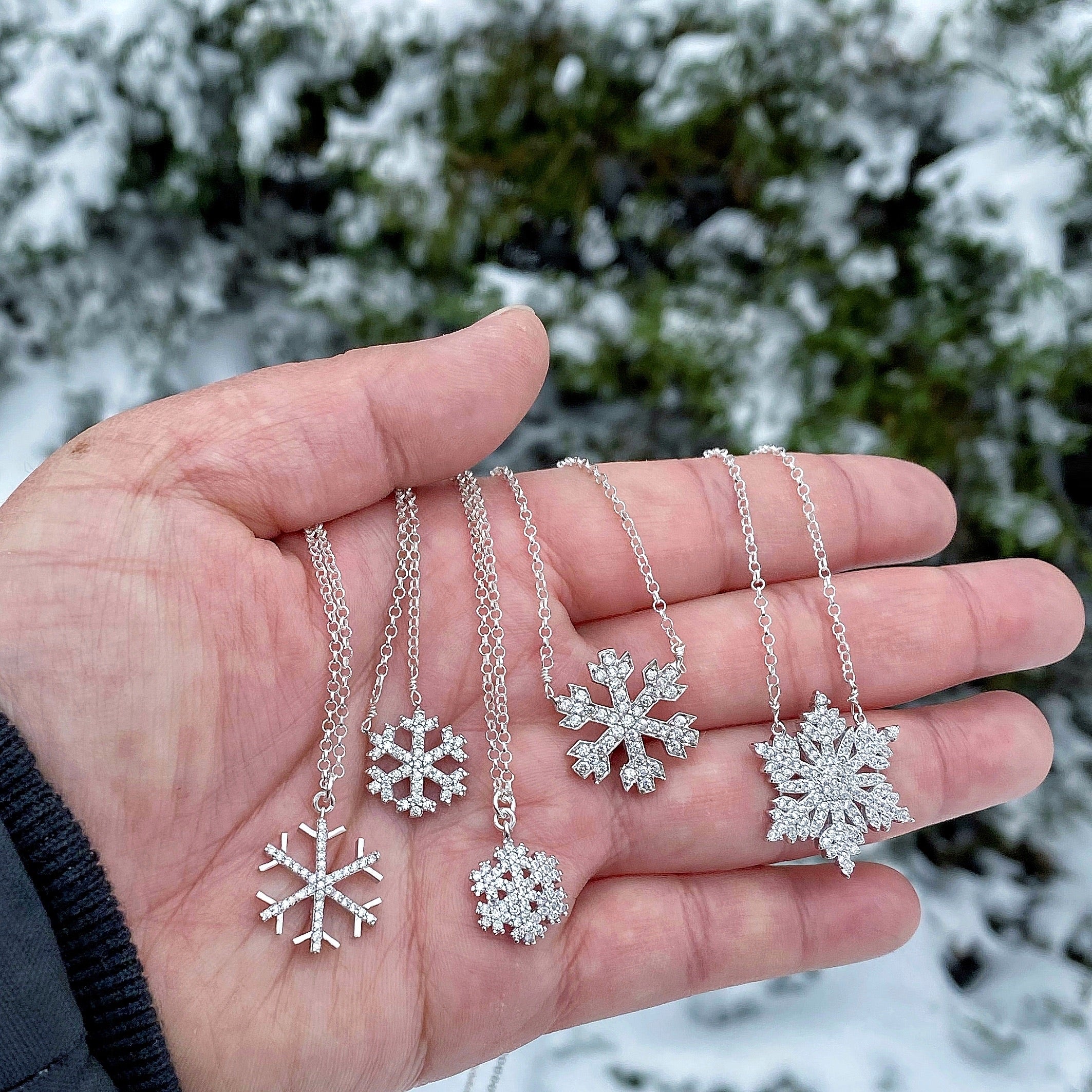 Antique Silver Plated Crystal Snowflake Pendant by Firefly - Howard's DC